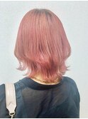*ピンクベージュ ミディアムウルフ*