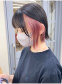 ボブ×インナーピンクカラー