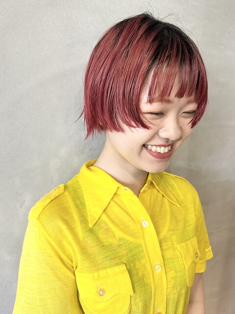 【マッシュショート×レッドカラー】ヘアスナップ・山下