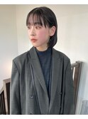 ボブパーマ/黒髪パーマ/切りっぱなしボブ/ショートボブ