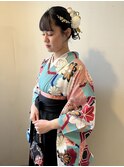 タイトアレンジ 金箔 卒業式ヘア