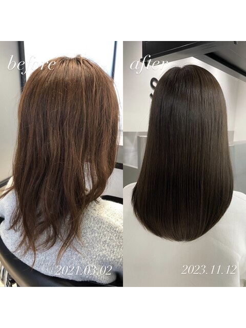 【 before&after 】ブリーチなしオリーブ × 髪質改善 #144