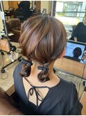 お団子ツインヘア／結婚式ヘアパーティヘアお呼ばれヘアアレンジ