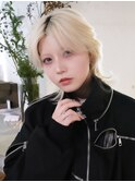ハイトーンブロンドブリーチウルフカット_F30522