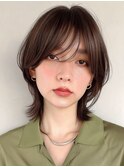 着物ヘア/ダークアッシュ/ミディアムレイヤーカット/表参道