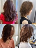 透明感髪質改善カラーミディアムレイヤー20代30代40代小顔カット