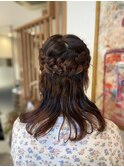編み編みハーフアップ