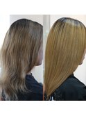 ブリーチ毛でも癖が収まる髪質改善ストレート