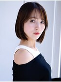 ミニボブぱっつん前髪鎖骨ボブシンプルストレート愛されショート