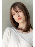 大人かわいい前髪セシルカットココアブラウンフリンジウェーブ