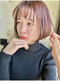 ナチュラルショートボブ内巻きブラウンカラー20代30代40代