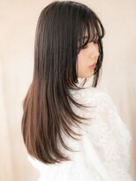 カバーヘア ブリス 戸田公園西口店(COVER HAIR bliss)&nbsp;バタフライカット黒髪前下がりレイヤーロングY戸田公園30代40代