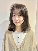 着物ヘア/ダークアッシュ/ミディアムレイヤーカット/天王町NH128