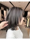 コントラストハイライトホワイトグレー髪質改善トリートメント