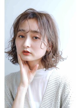 ムウ 難波(MOU) ナチュラルボブ暗めカラーグランマッシュデザイン20代30代40代50