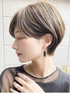 Ruufus恵比寿南/白髪ぼかしハイライト/ショートボブ/髪質改善 柔らかベージュカラー×ナチュラルショート