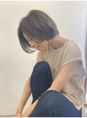 大人可愛い20代30代40代前下がりショートボブ丸みショート◎
