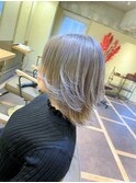 バレイヤージュブルーシルバーグラデーション