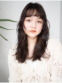 暗髪ロングの顔まわりカットで垢抜けパーマ・・・HINATA