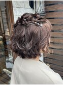 ヘアアレンジ_パーマヘア＿ハーフアップ