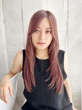 ヘアメイク ナル(hair make nalu) ハイトーンピンクのナチュラルレイヤースタイル