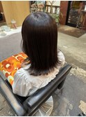 透明感ケアカラー顔まわりミディアムレイヤーカットくびれ巻き