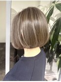 くびれショートボブ40代50代グレイカラー白髪染め白髪ぼかし