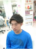 ツーブロック アップバング くせ毛風パーマ