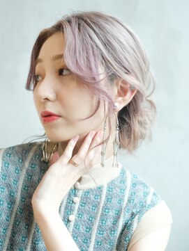 アルバム 銀座(ALBUM GINZA) ラグお団子_耳かけウェーブパーマフォギーベージュ_37660