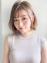 アグノス 青山(Agnos) 大人かわいいフェザーバングAラインボブカーキグレージュ♪