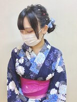 ディア(.eer)&nbsp;浴衣アレンジ // 編み込み × パールピン＆リボン × お団子