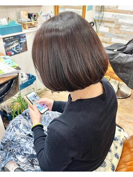 ハウオリ ヘアーワークス(Hauoli hair works) 高濃度水素マグネット×クリーミーピーチ×ツヤツヤワンレンボブ