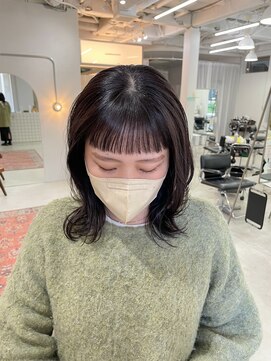 ヘアー アイス カンナ(HAIR ICI Canna) くびれミディ/オン眉前髪/ショコラアッシュ/20代30代