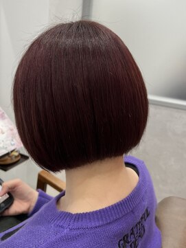 スタジオヒープ 辻堂(studio HEAP) ボブ×レッドカラー/ ブリーチなしカラー