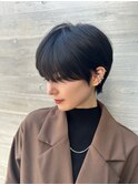 大人可愛い20代30代40代黒髪前下がりショートボブ丸みショート◎
