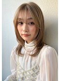 ハイトーン/小顔ミディアムレイヤー透明感カラー春カラーp北浦和