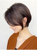 大人可愛い小顔ワンサイドショートボブ丸み前下がり【Ruufus】
