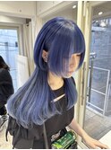 ○クラゲウルフヘアロングウルフレイヤーカット　青髪○