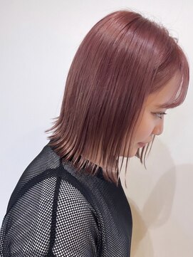 リフトバイマグ 松本駅前店(lift by mag) 大人可愛い外ハネボブブリーチカラー透明感ピンクベージュ