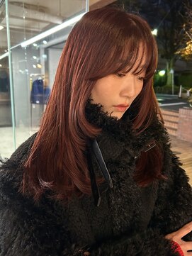 ノラ ヘアーサロン(NORA HAIR SALON) 【大久保】ブリーチなしレッドブラウンカラーと顔まわりレイヤー