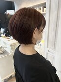 福山美容室caary ショートボブピンクブラウンふんわり50代40代