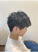 マッシュパーマ/アッシュブラック