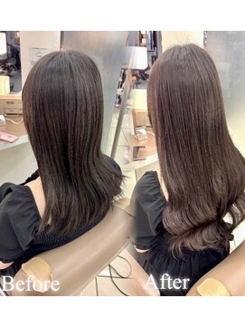 スタイル 横浜(STYLE) 【南波担当】before/after/ブラウン長さだしエクステ/８０本