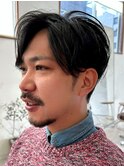 大人男子センターパートナチュラルヘア毛流れパーマ30代40代
