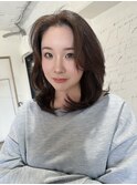 大分ミディアムレイヤー韓国ヘアくびれスタイル顔まわりカット