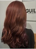 赤みブラウンカラーのロングウェーブ