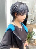 NUDE ウルフマッシュ ウルフヘア 透明感 青髪 ウルフショート