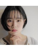 切りっぱなしボブ 重ため ミニボブ 地毛風カラー