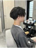 センターパート刈り上げマッシュ×ツイストスパイラル