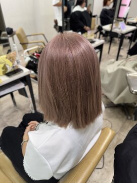 アジールヘア 所沢プロペ通り店(agir hair) ペールピンクミルクティー前髪こなれミディケアブリーチ所沢韓国